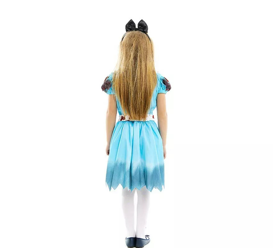 Translation missing: de.Disfraz de Alicia Zombie vestido azul clásico para niña y adolescente