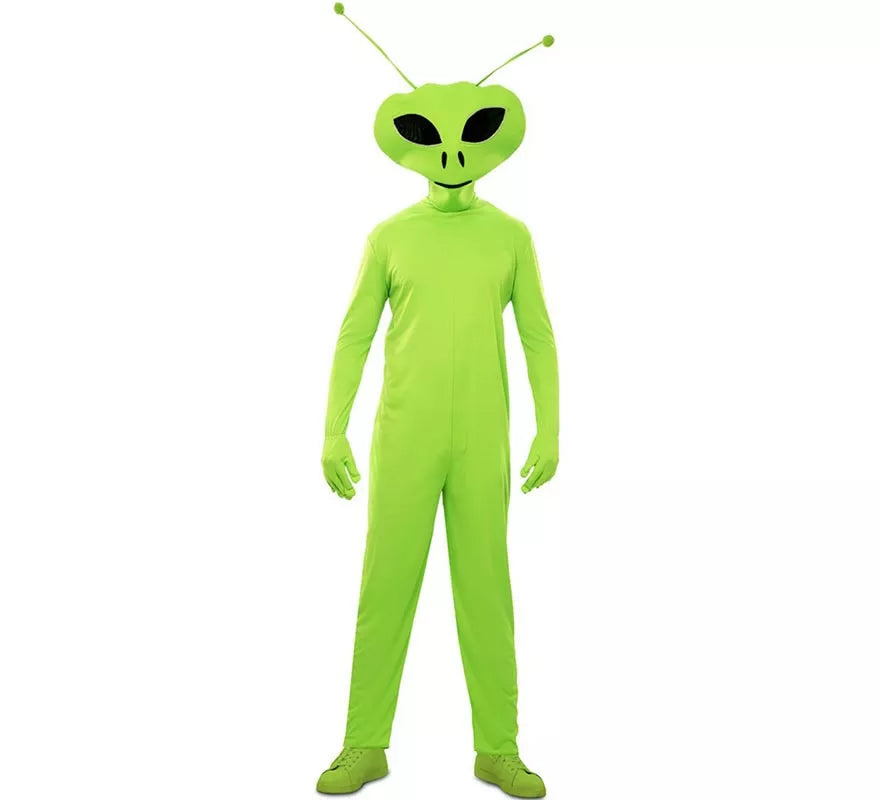 Translation missing: de.Disfraz de Alien clásico verde con máscara para hombre