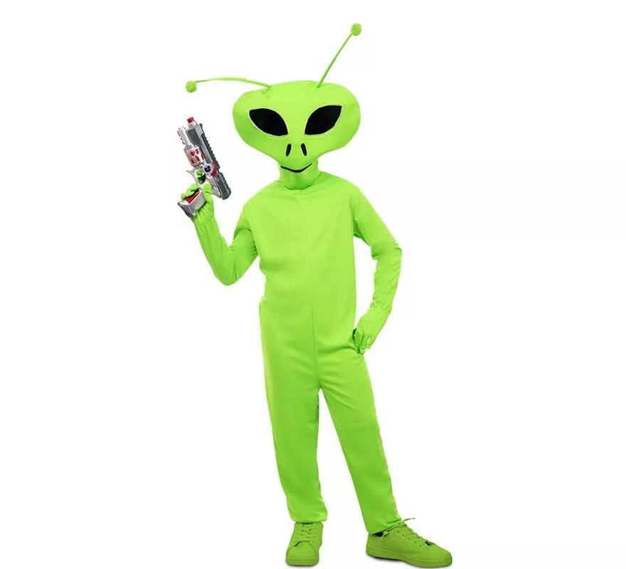 Translation missing: de.Disfraz de Alien clásico verde con máscara para niño