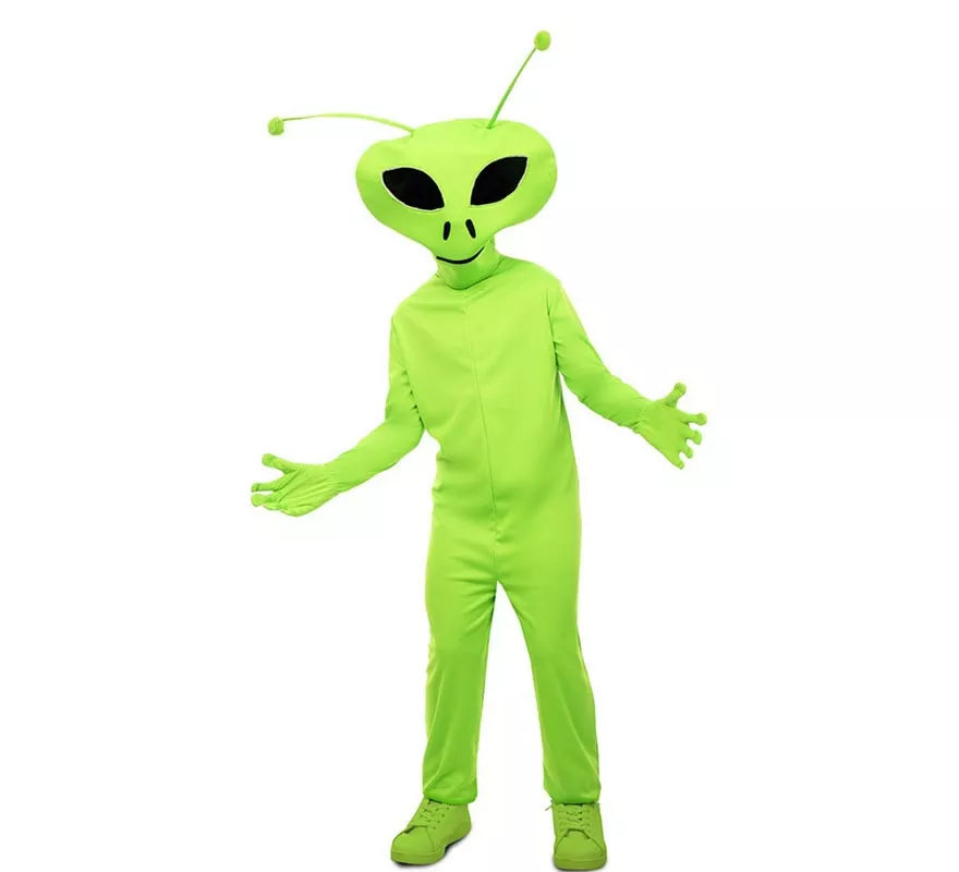 Translation missing: de.Disfraz de Alien clásico verde con máscara para niño