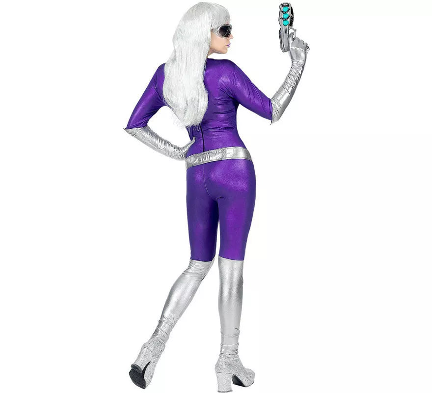 Disfraz de Alien Púrpura y Plateado para mujer