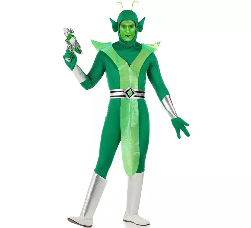 Translation missing: es.Disfraz de Alien verde y plateado para hombre
