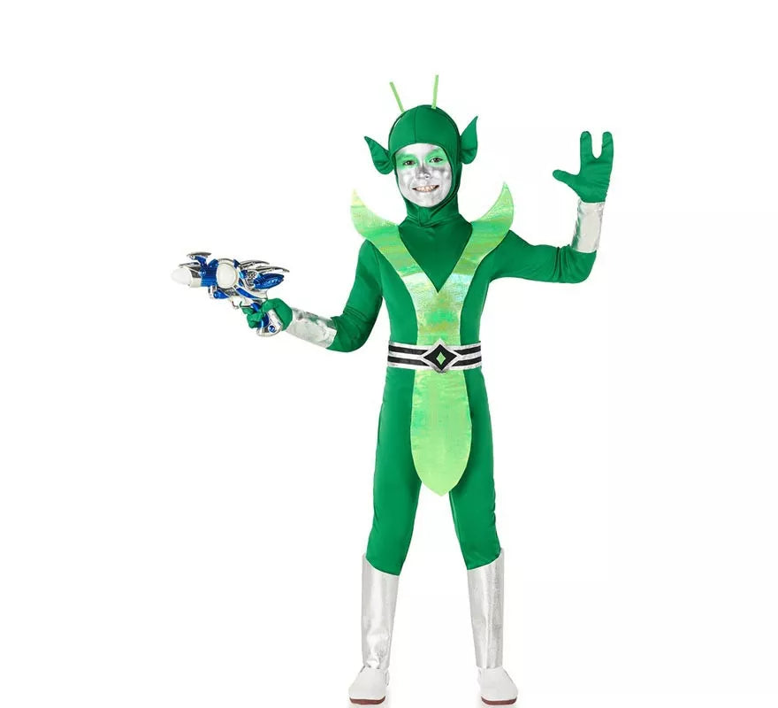 Translation missing: es.Disfraz de Alien verde y plateado para niños