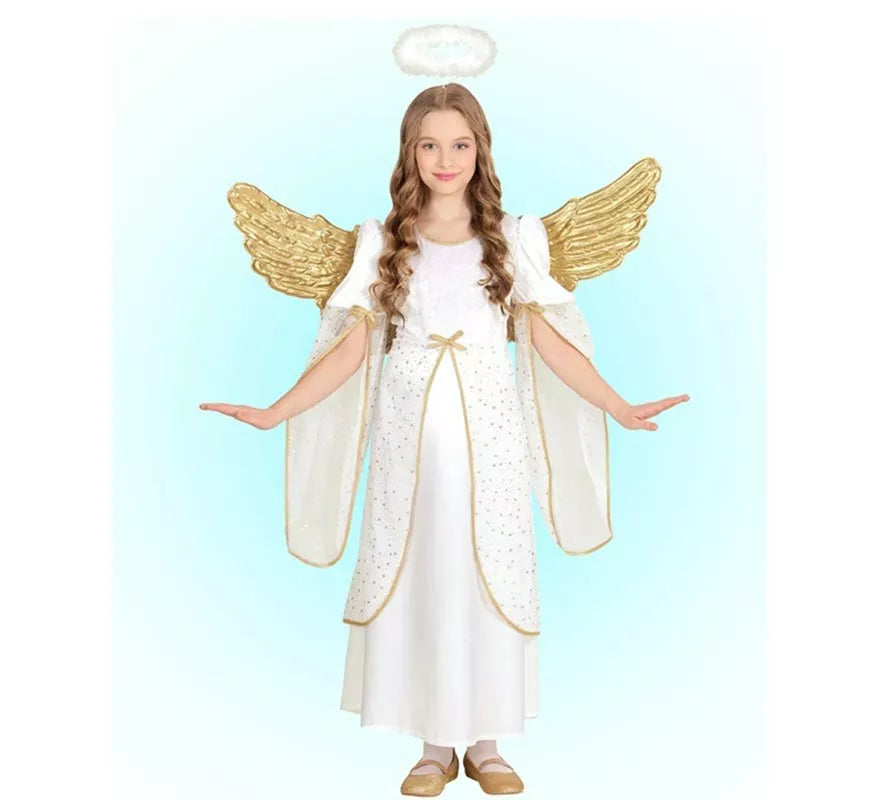 Translation missing: de.Disfraz de Ángel blanco y dorado para niña