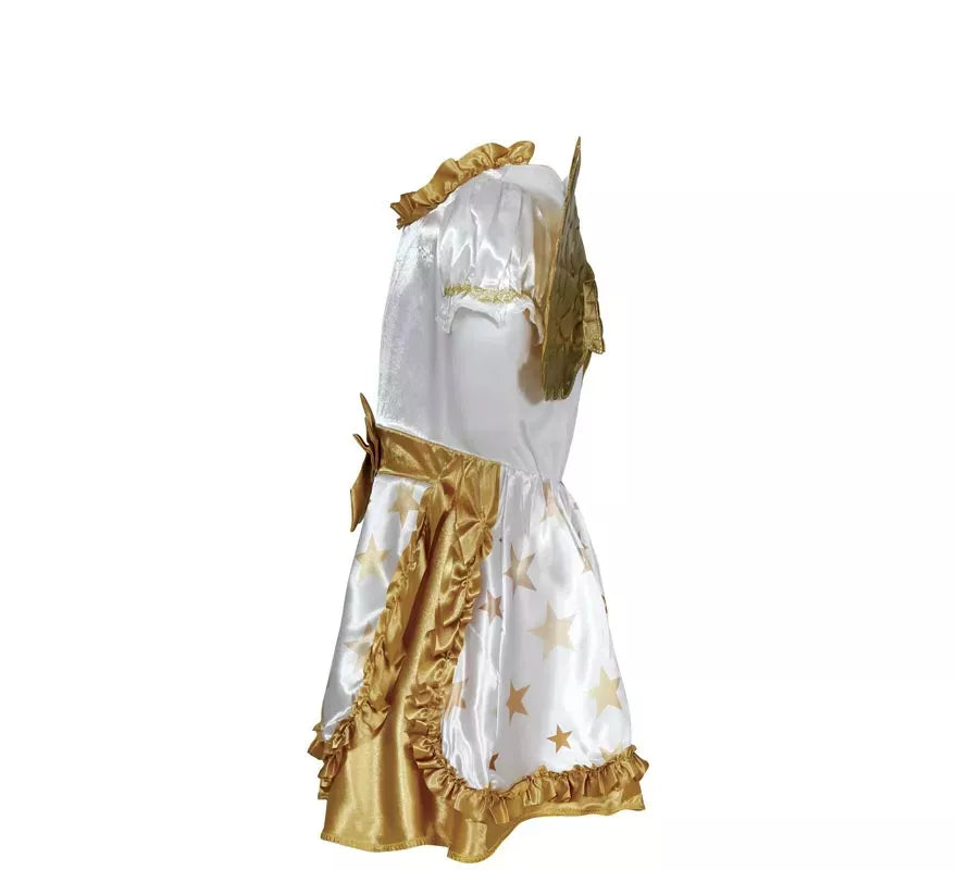 Translation missing: de.Disfraz de Ángel dorado en vestido blanco para bebé