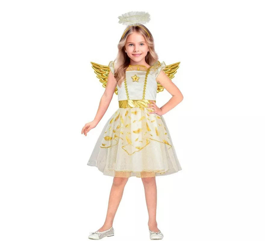 Translation missing: de.Disfraz de Ángel dorado para niña