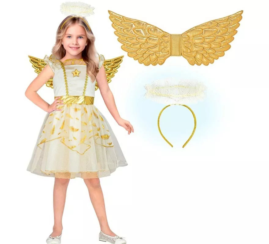 Disfraz de Ángel dorado para niña