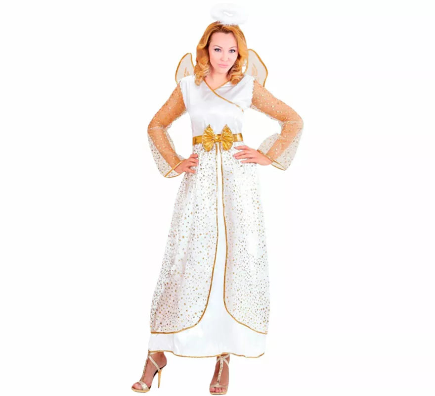 Disfraz de Ángel Glamuroso Dorado para mujer