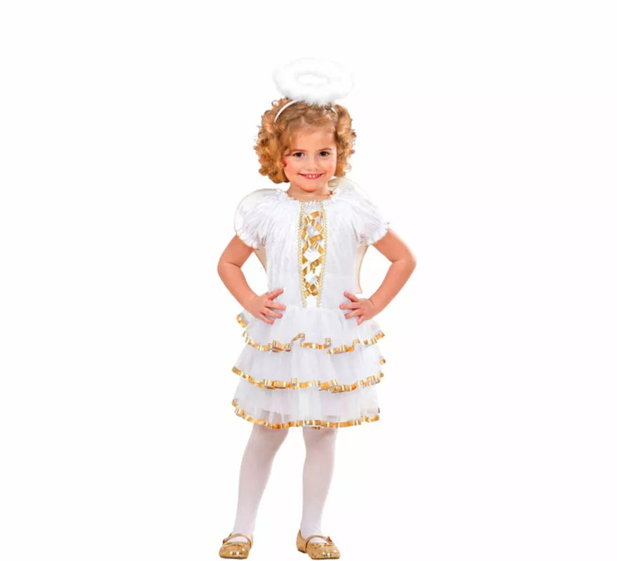 Translation missing: de.Disfraz de Ángel Glamuroso Dorado para niña