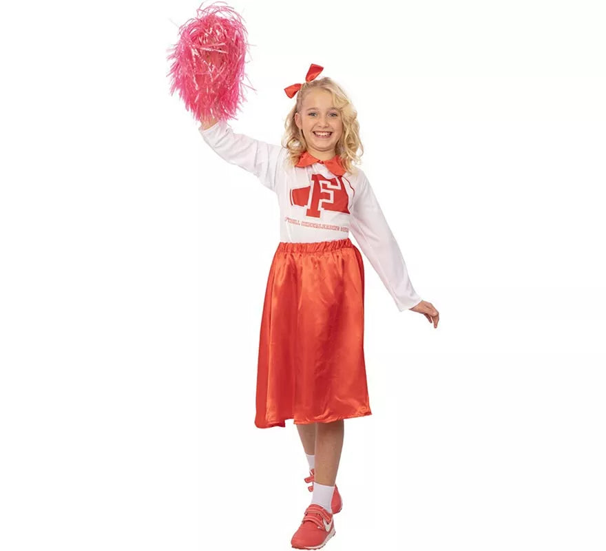 Translation missing: de.Disfraz de Animadora años 50 rojo y blanco para niña