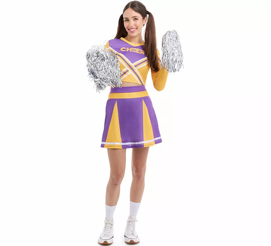 Translation missing: de.Disfraz de Animadora Cheerleader morado para mujer