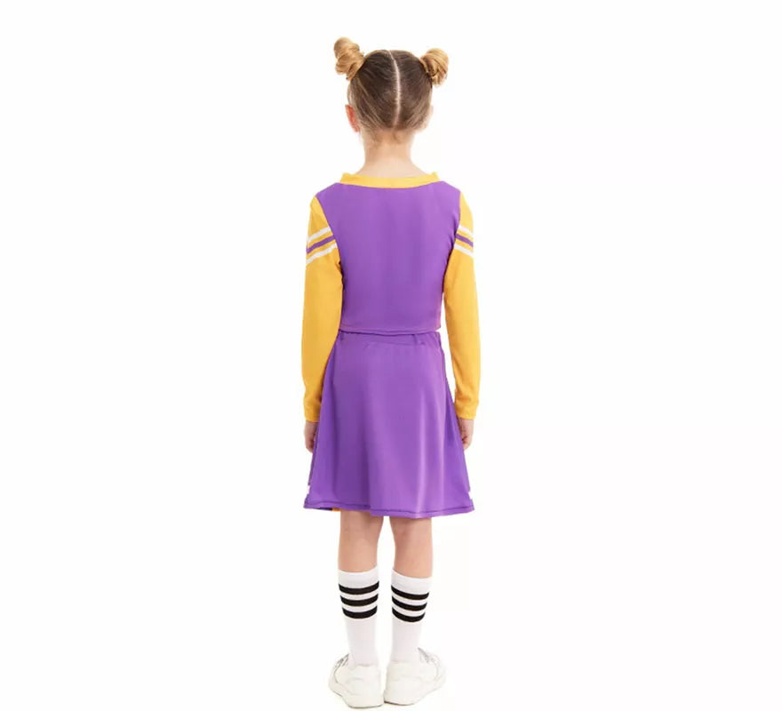 Translation missing: de.Disfraz de Animadora Cheerleader morado para niña