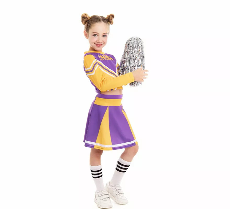 Translation missing: de.Disfraz de Animadora Cheerleader morado para niña