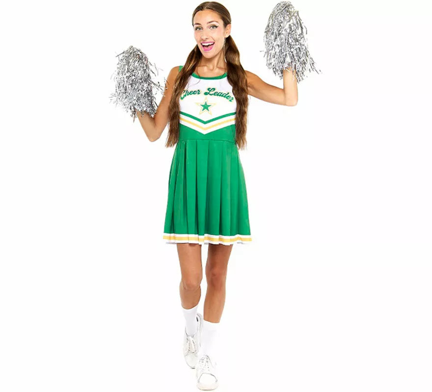 Translation missing: de.Disfraz de Animadora Cheerleader verde para mujer