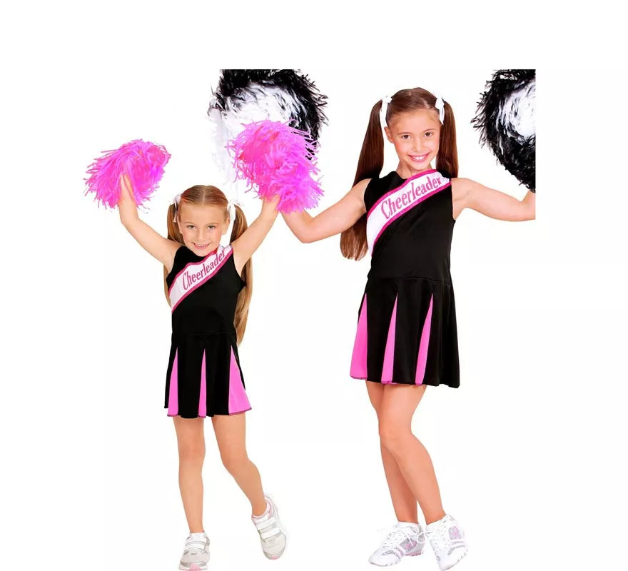Translation missing: de.Disfraz de Animadora encantadora negro y rosa para niña