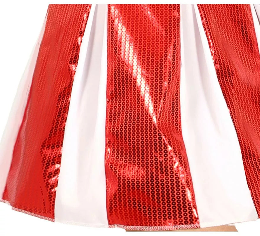 Disfraz de Animadora roja con lentejuelas para mujer