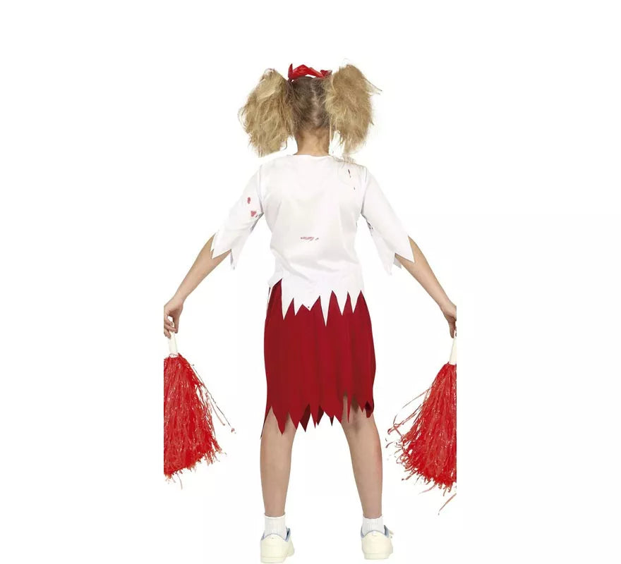 Translation missing: de.Disfraz de Animadora Roja y Blanco Zombie para niña