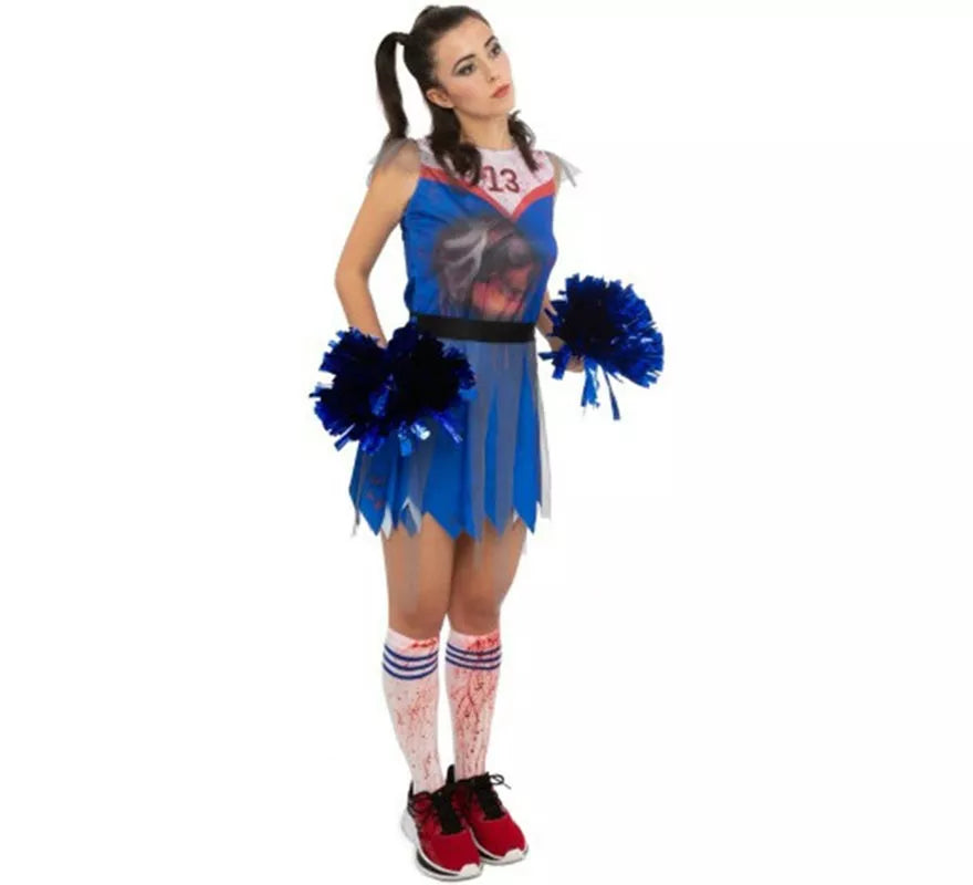 Translation missing: de.Disfraz de Animadora Zombie azul para mujer