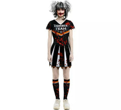 Schwarzes Zombie-Team-Cheerleader-Kostüm für Damen