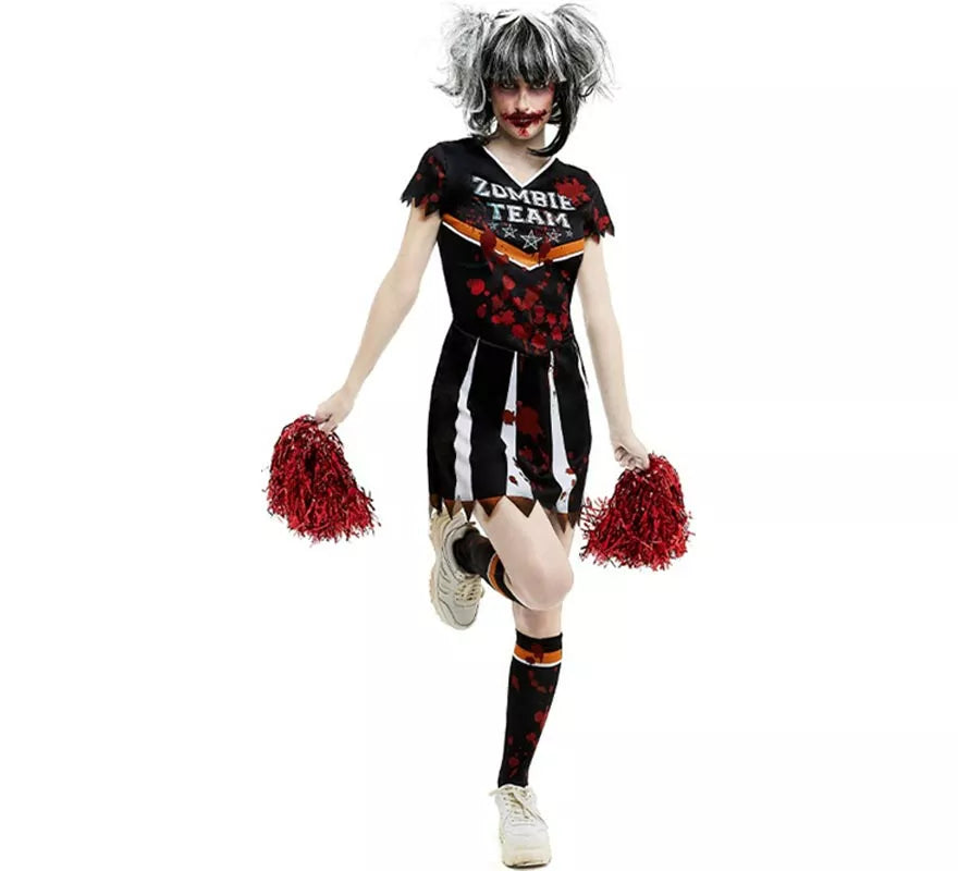 Translation missing: de.Disfraz de Animadora Zombie Team negro para mujer