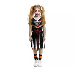 Schwarzes Zombie-Team-Cheerleader-Kostüm für Mädchen und Jugendliche