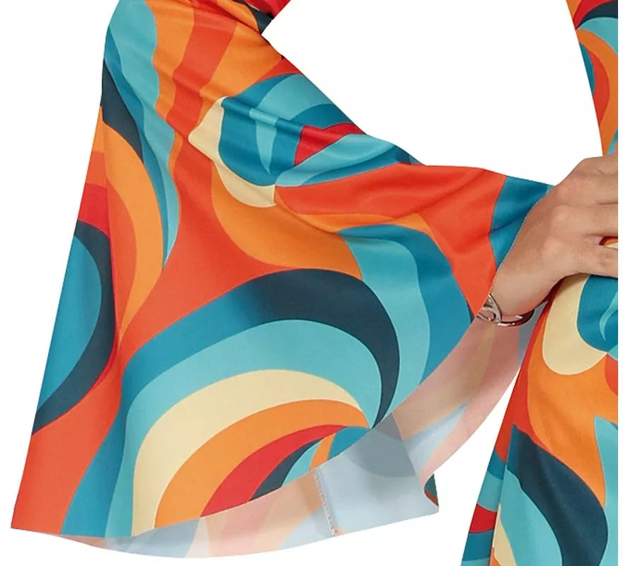 Disfraz de Años 70 curvas multicolor para mujer