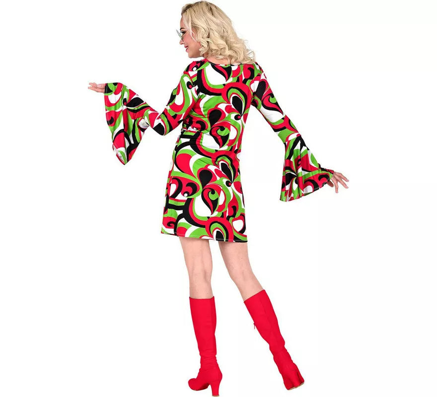 Translation missing: de.Disfraz de Años 70 Groovy Style Vestido Corto para mujer