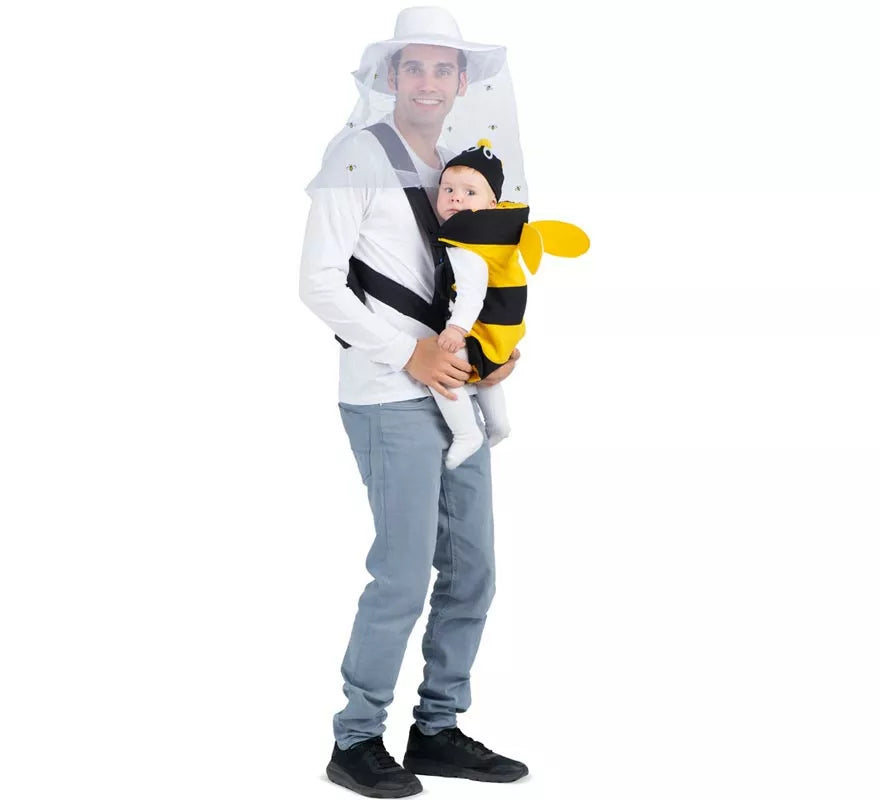 Disfraz de Apicultor y Abeja con cubremochila para adulto y bebé