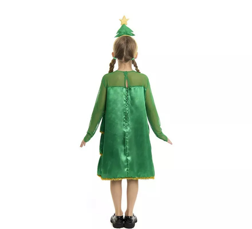 Translation missing: de.Disfraz de Árbol de Navidad con volantes y diadema para niña
