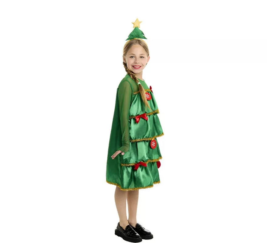 Translation missing: de.Disfraz de Árbol de Navidad con volantes y diadema para niña