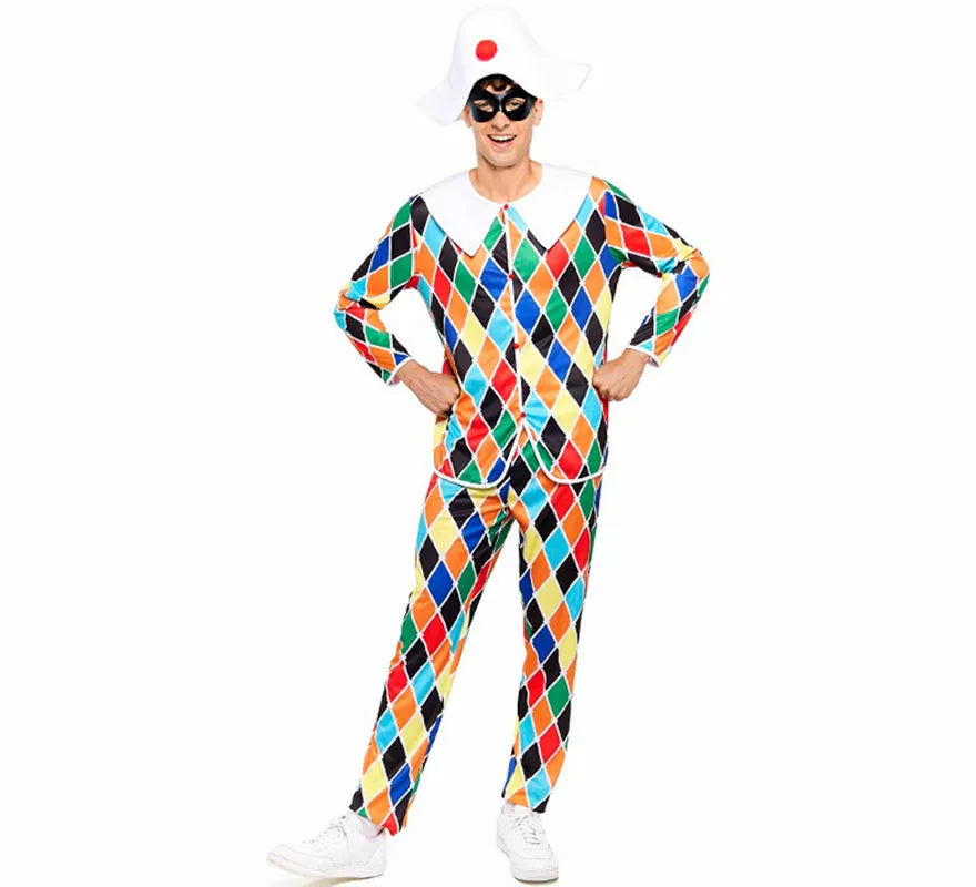 Translation missing: de.Disfraz de Arlequín multicolor para hombre