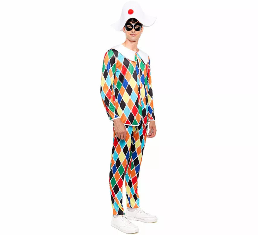 Disfraz de Arlequín multicolor para hombre
