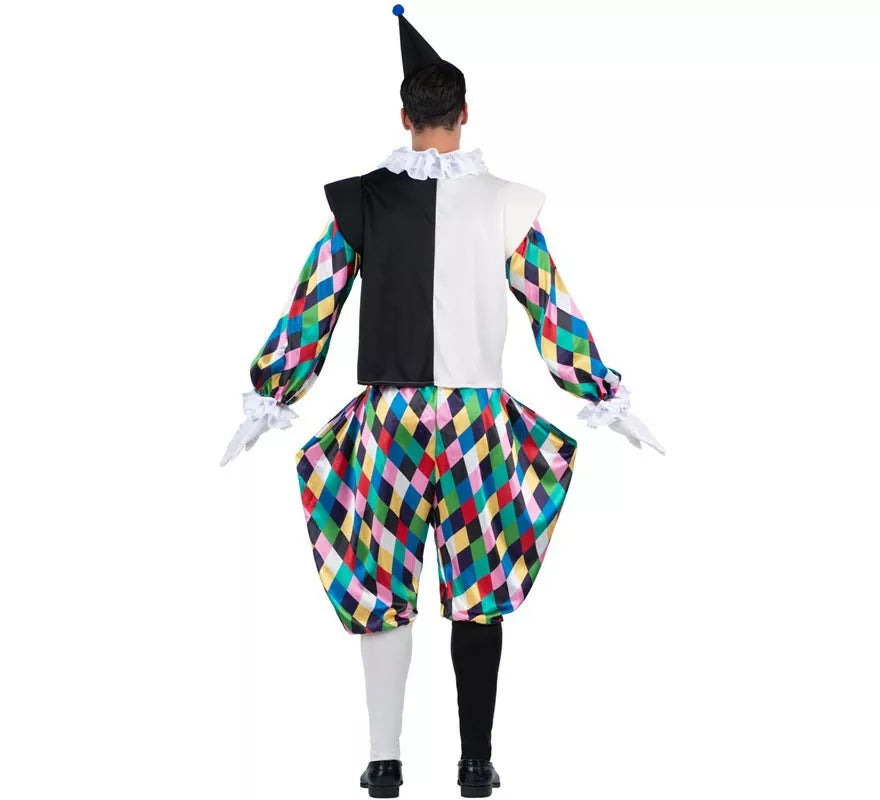 Translation missing: de.Disfraz de Arlequín negro y multicolor para hombre