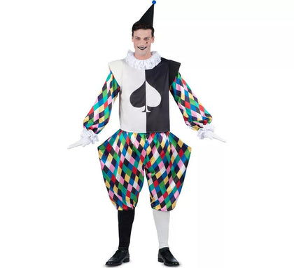 Disfraz de Arlequín negro y multicolor para hombre