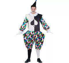 Schwarzes und mehrfarbiges Harlekin-Kostüm für Herren