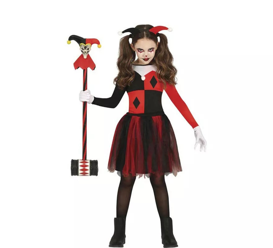 Translation missing: de.Disfraz de Arlequina Elegante rojo y negro para niña