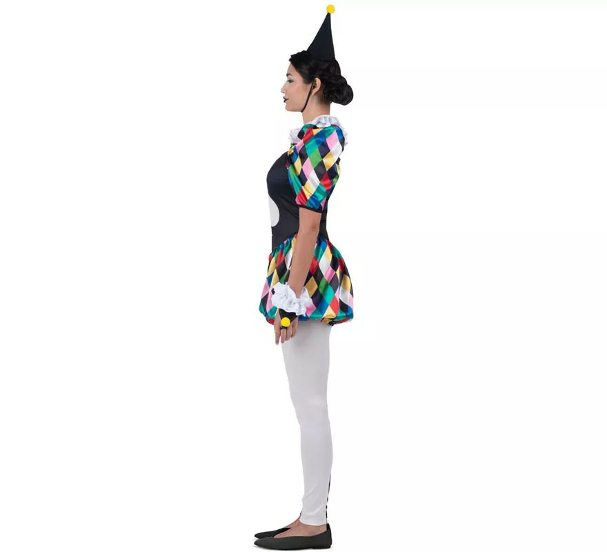 Translation missing: de.Disfraz de Arlequina negro y multicolor para mujer