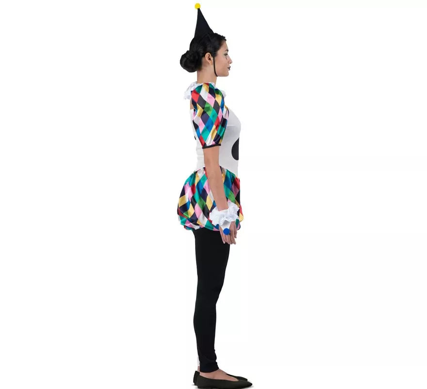 Translation missing: de.Disfraz de Arlequina negro y multicolor para mujer
