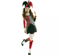 Rotes Harlekin Kostüm für Damen