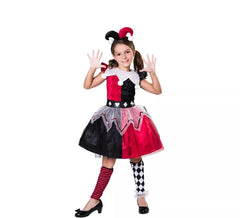 Rotes und schwarzes Harlekin-Kostüm für ein Mädchen