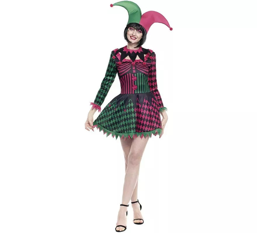 Translation missing: de.Disfraz de Arlequina tricolor para mujer