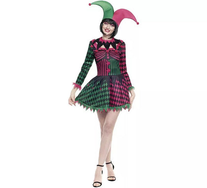 Disfraz de Arlequina tricolor para mujer