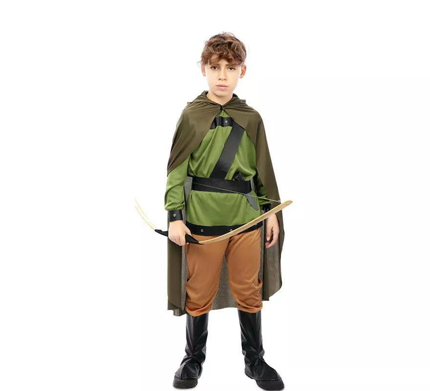 Translation missing: de.Disfraz de Arquero del Bosque verde con capa para niño