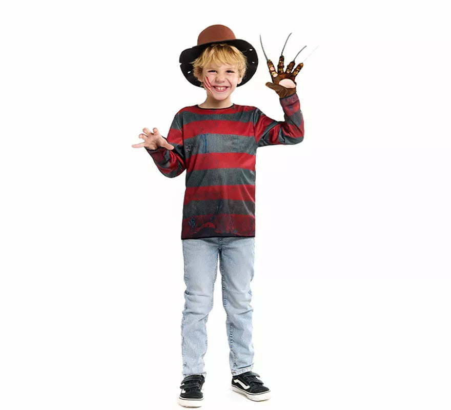 Translation missing: de.Disfraz de Asesino de Pesadilla con Sombrero para niño