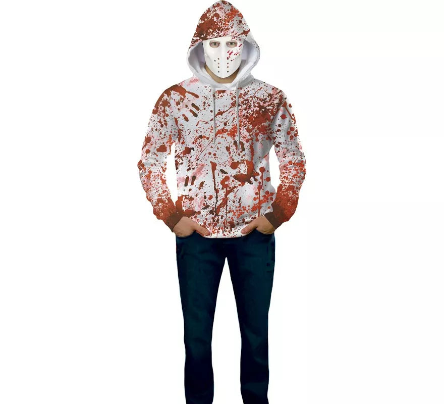 Translation missing: de.Disfraz de Asesino Sangriento con Sudadera y Máscara para adulto