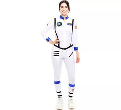 Weißes Astronautenkostüm mit Abzeichen für Damen
