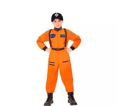 Oranger Astronaut mit Abzeichen Kostüm für Jungen