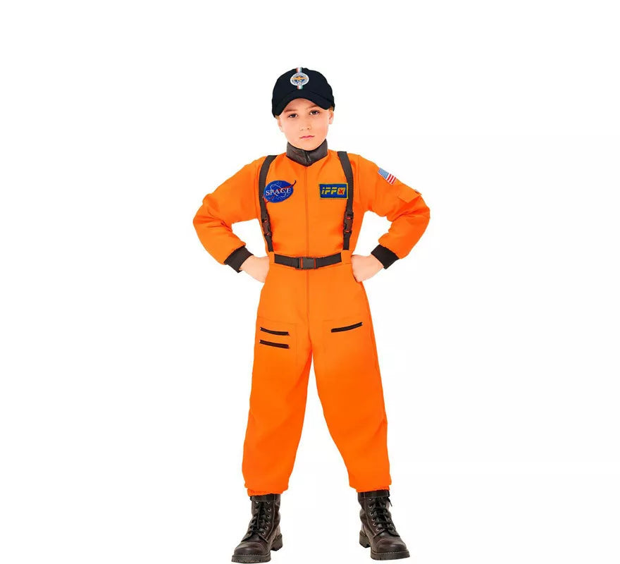 Translation missing: de.Disfraz de Astronauta Naranja con Insignia para niño