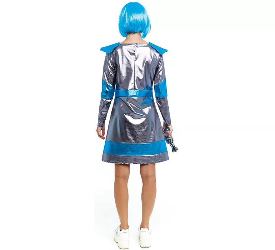 Translation missing: de.Disfraz de Astronauta plateado oscuro y azul para mujer