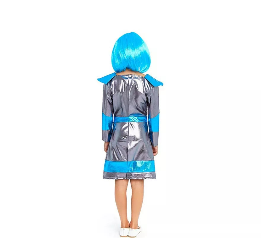Translation missing: de.Disfraz de Astronauta plateado oscuro y azul para niña